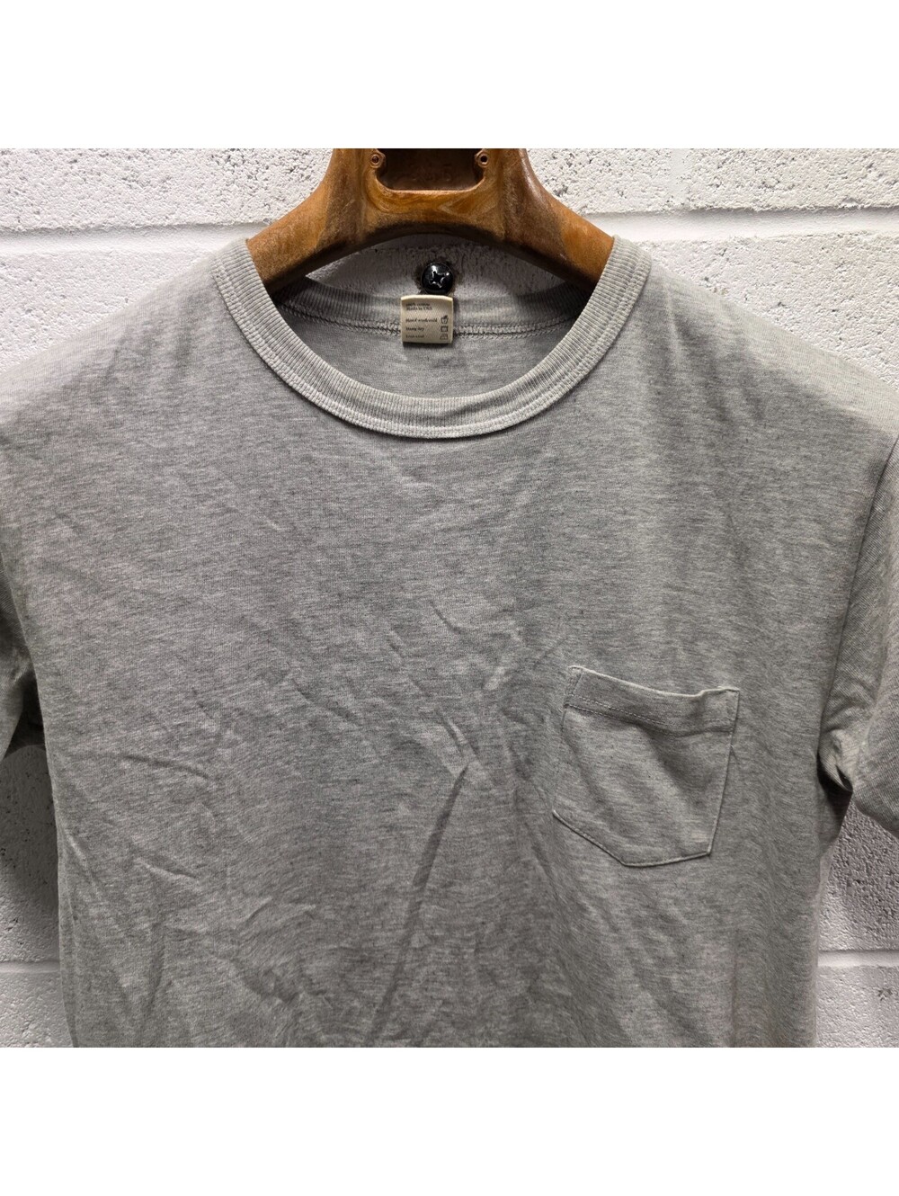 3sixteen Garment Dyed Pocket T-Shirt Gray Grey Size S Small USA Made 19.5x25